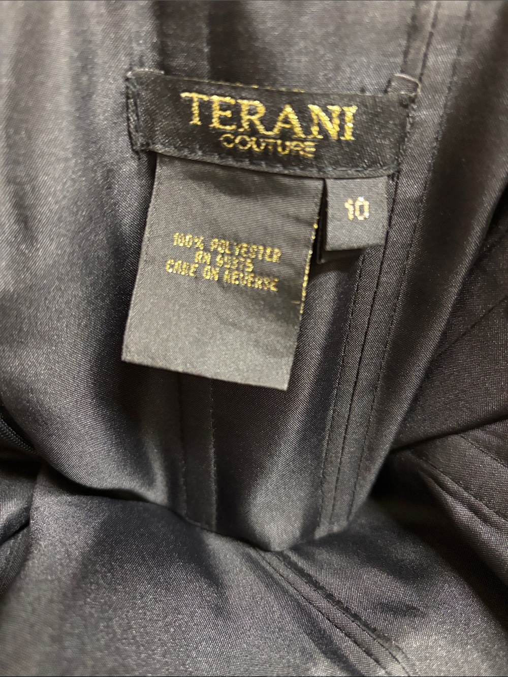 TERANI COUTURE STRIKING FLOWER AND FEATHER STRAPLESS EVENING GOWN SIZE 10 - Picture 9 of 11